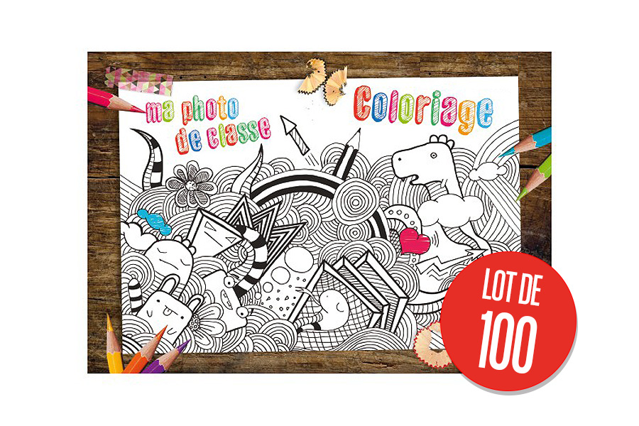 Lot 100 cartonnages scolaires, motif Coloriage - NEW !